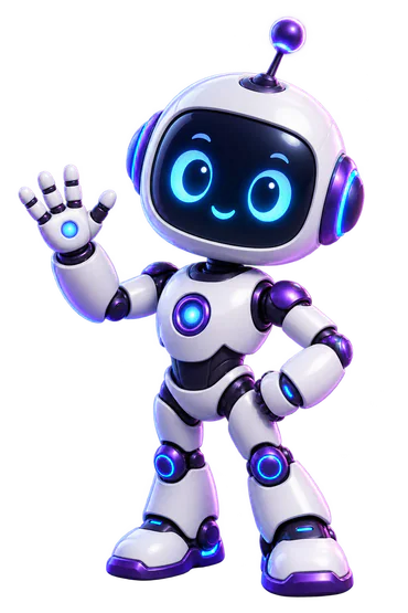 Friendly AI assistant robot waving