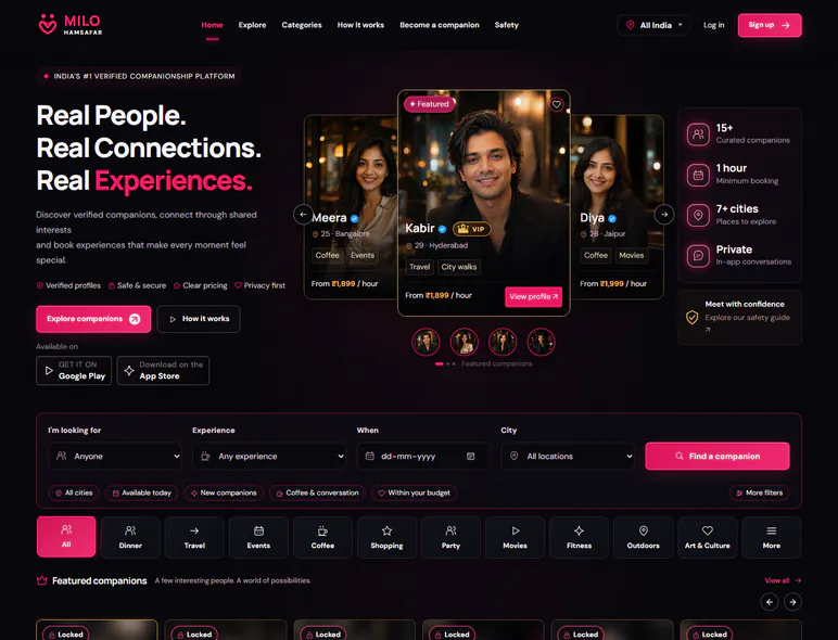 Milo Humsafar companionship platform website